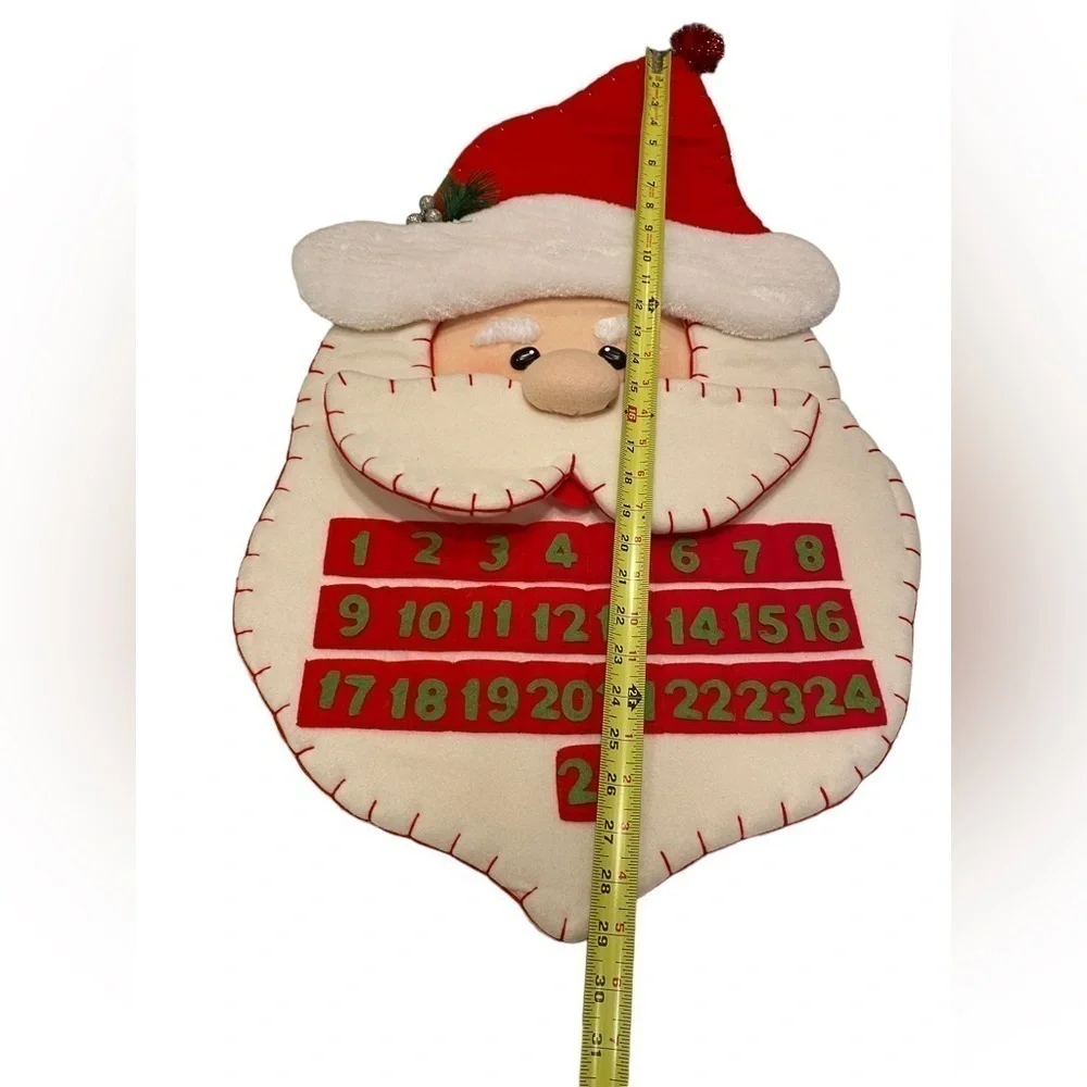 Santa Claus Hanging Felt Christmas Advent Calendar December Countdown Pockets